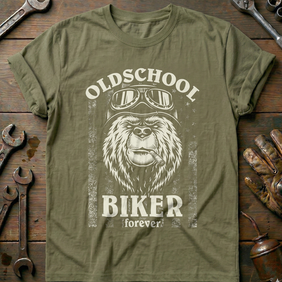 Olive - Old School Biker T-Shirt