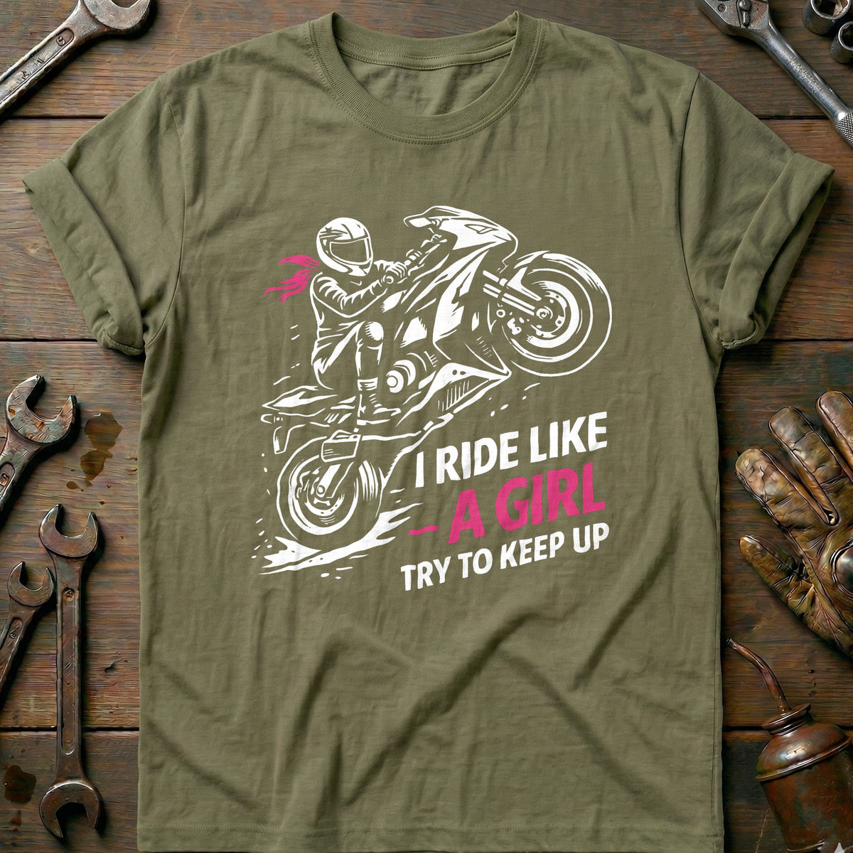 Olive - RIDE LIKE GIRL 026 T Shirt