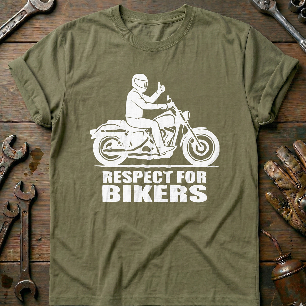 Olive - Respect For Bikers 2 T Shirt