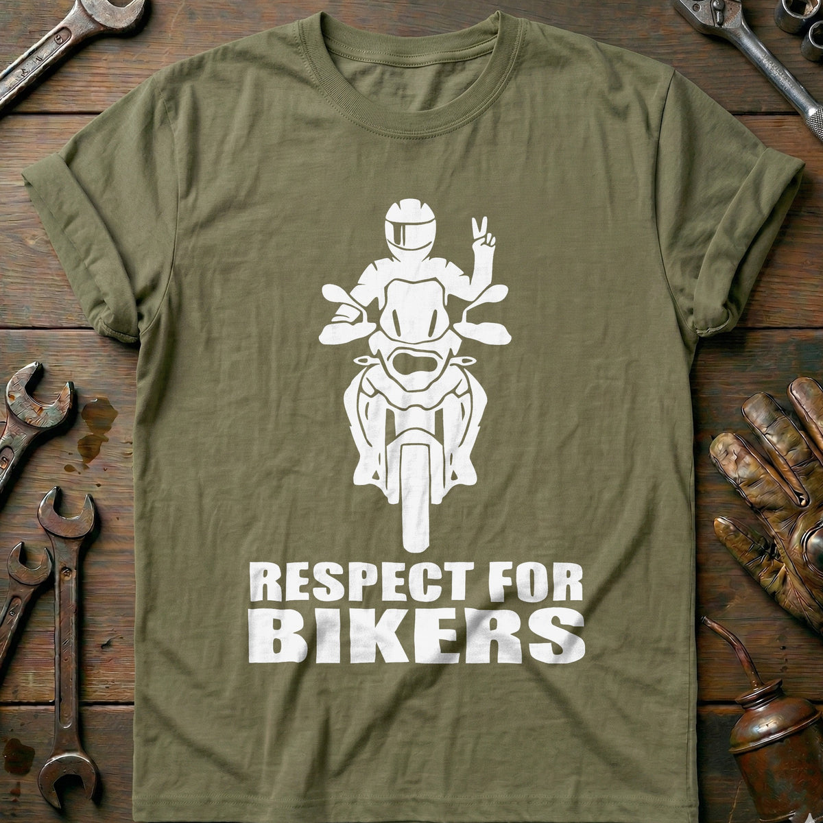 Olive - Respect For Bikers 8 T Shirt