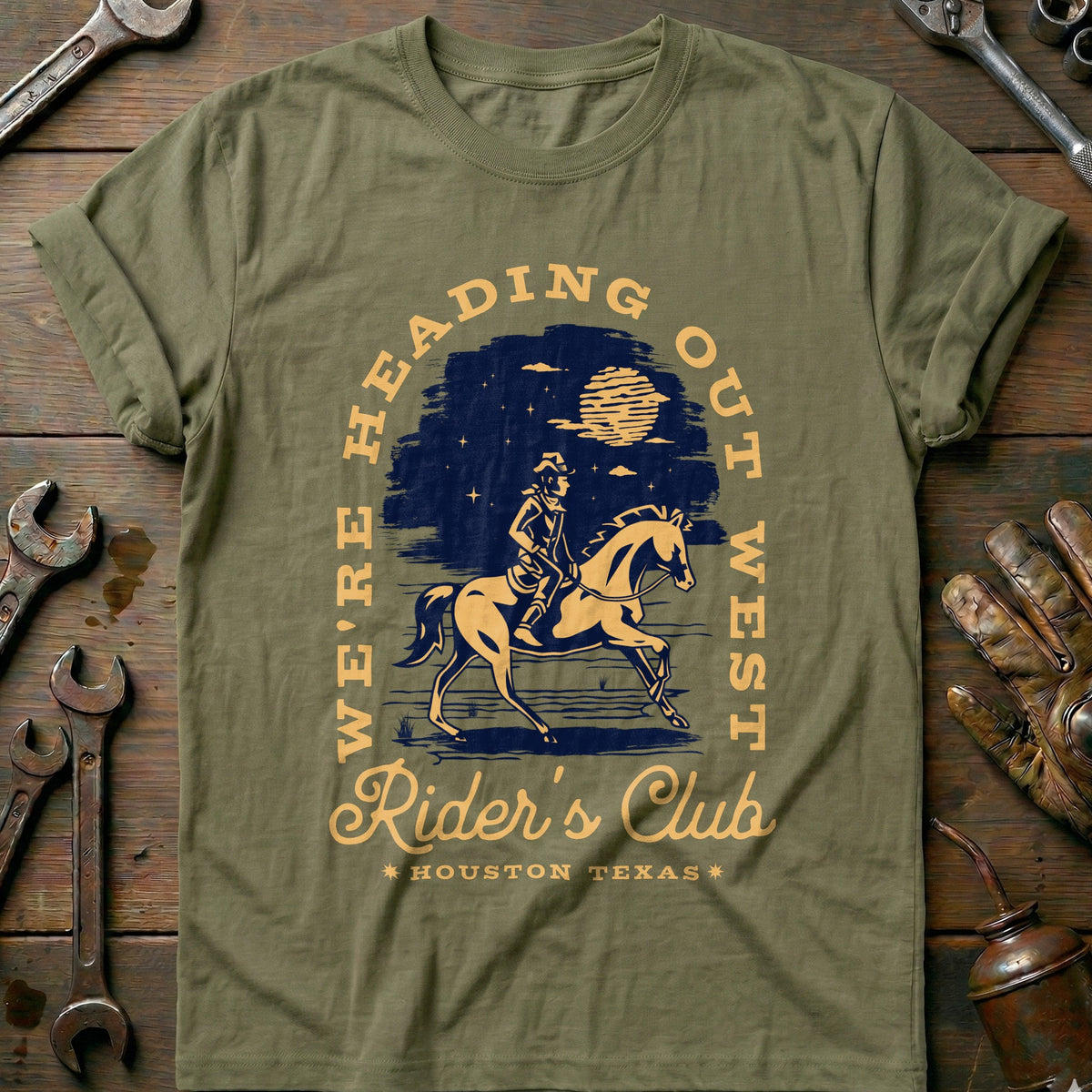 Olive - Riders Club Retro T-Shirt