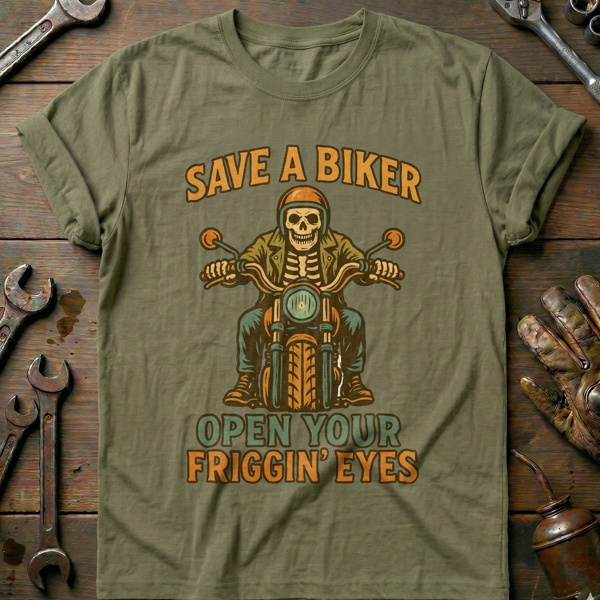 Olive - Save A biker 36 T Shirt