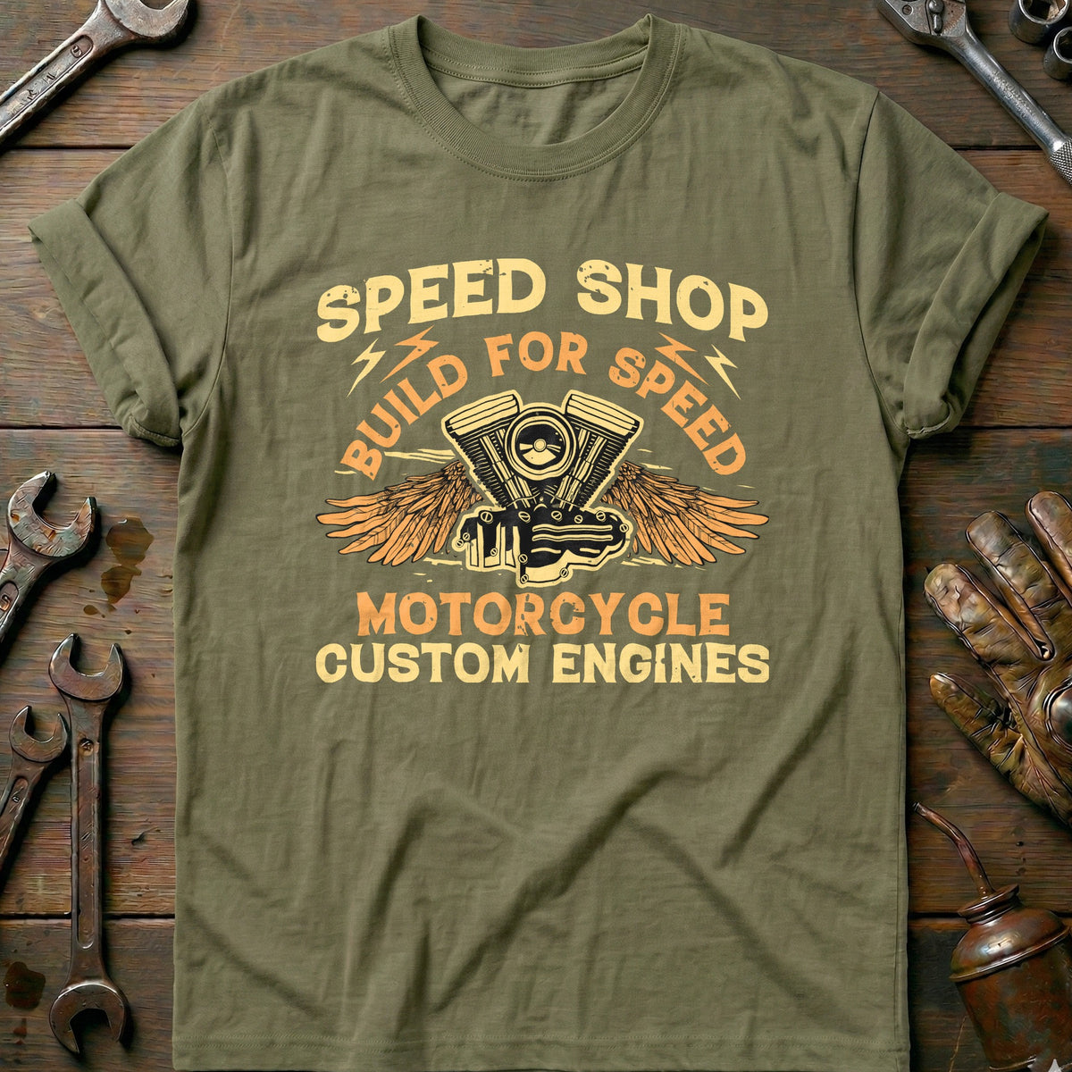 Olive - Speed Shop Custom T-Shirt