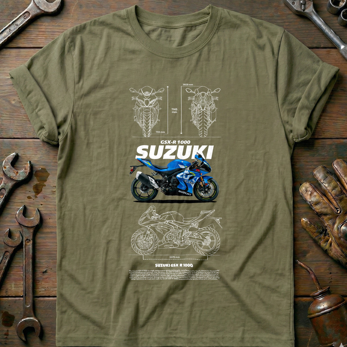 Olive - Suzuki GSX-R 1000 2 T Shirt