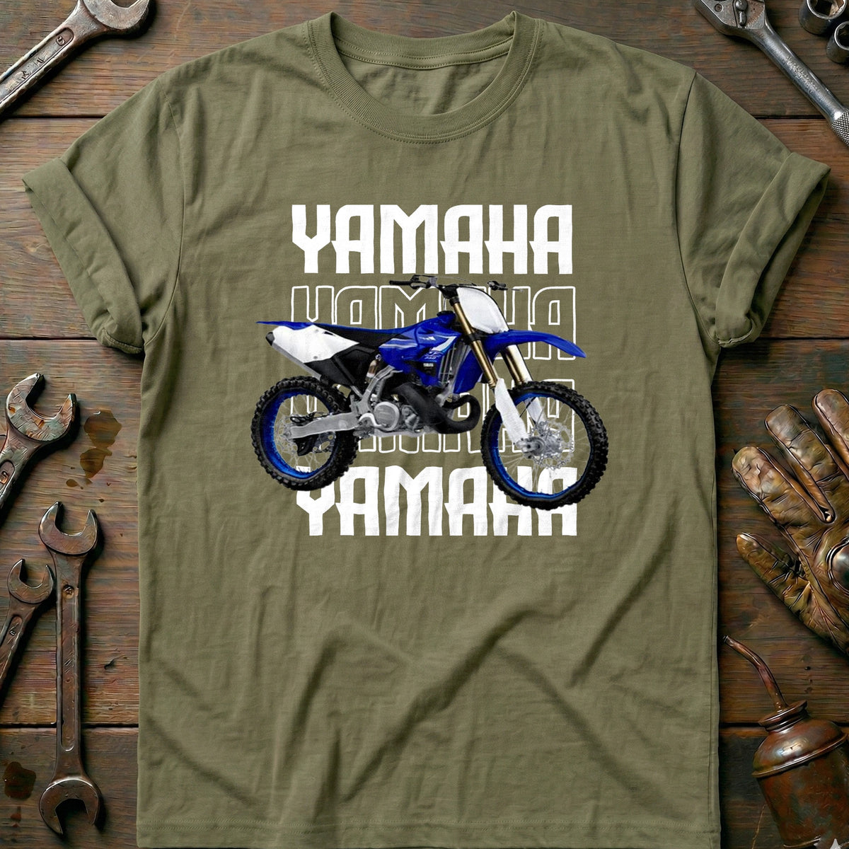 Olive - YAMAHA  MOTOCROS  WHITE 028 T Shirt