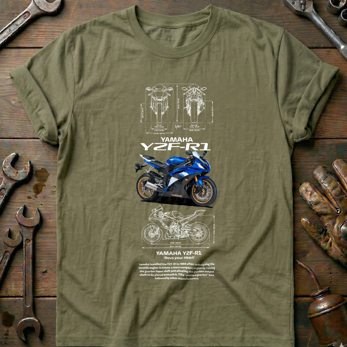 Olive - YAMAHA YZF-R1 azul 2 T Shirt