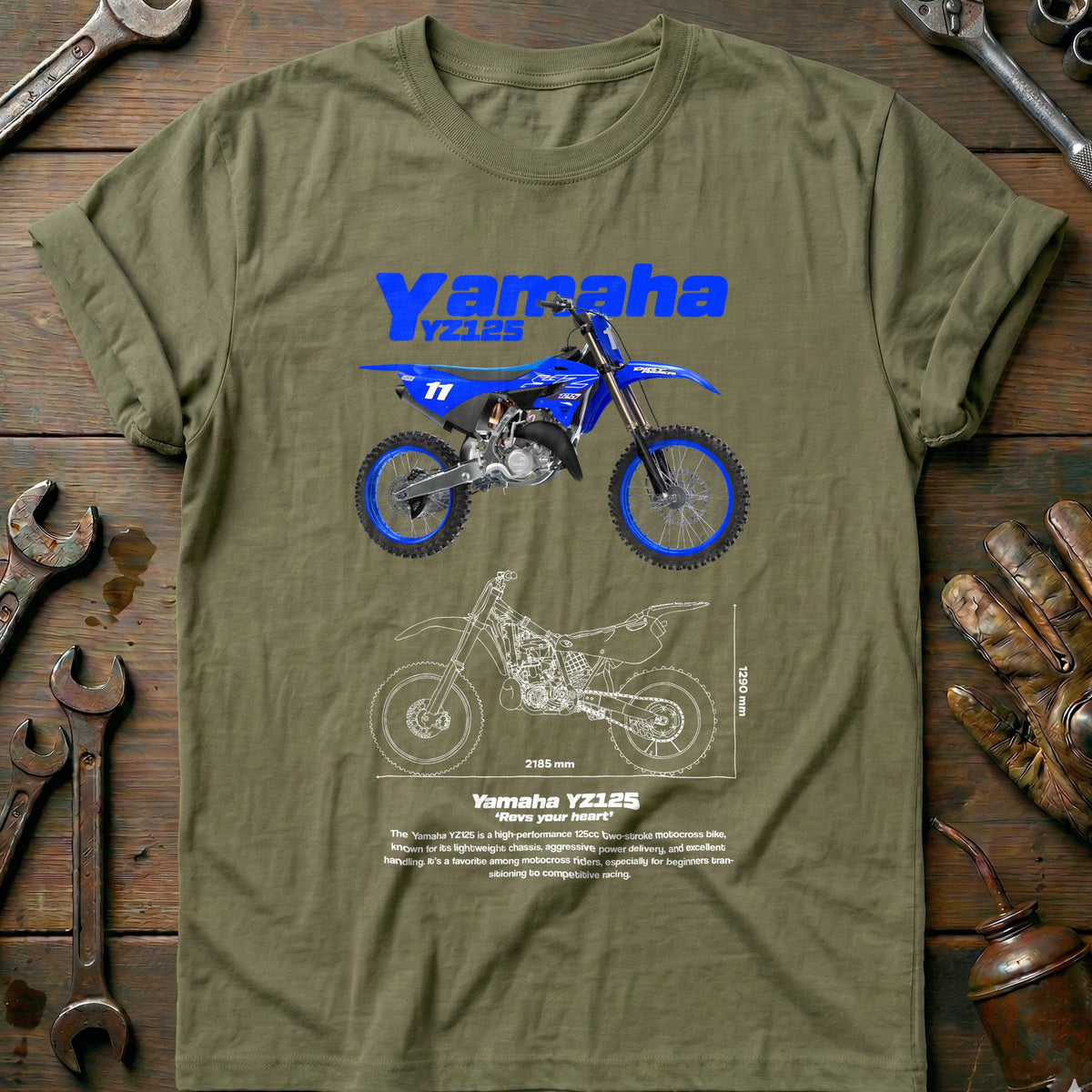Olive - YAMAHA YZ  v2 w T Shirt