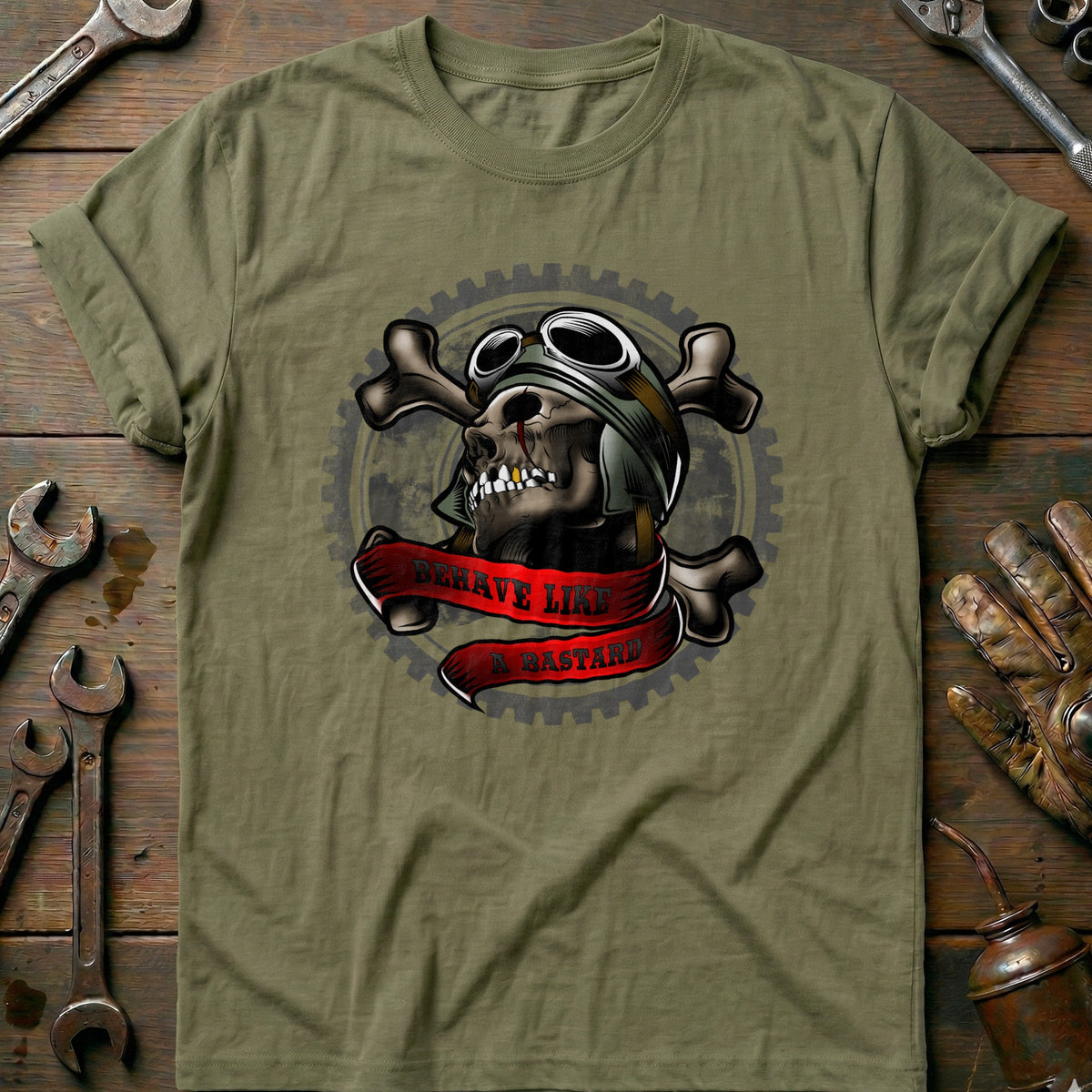 Olive - Bastxxx Skull - T-Shirt