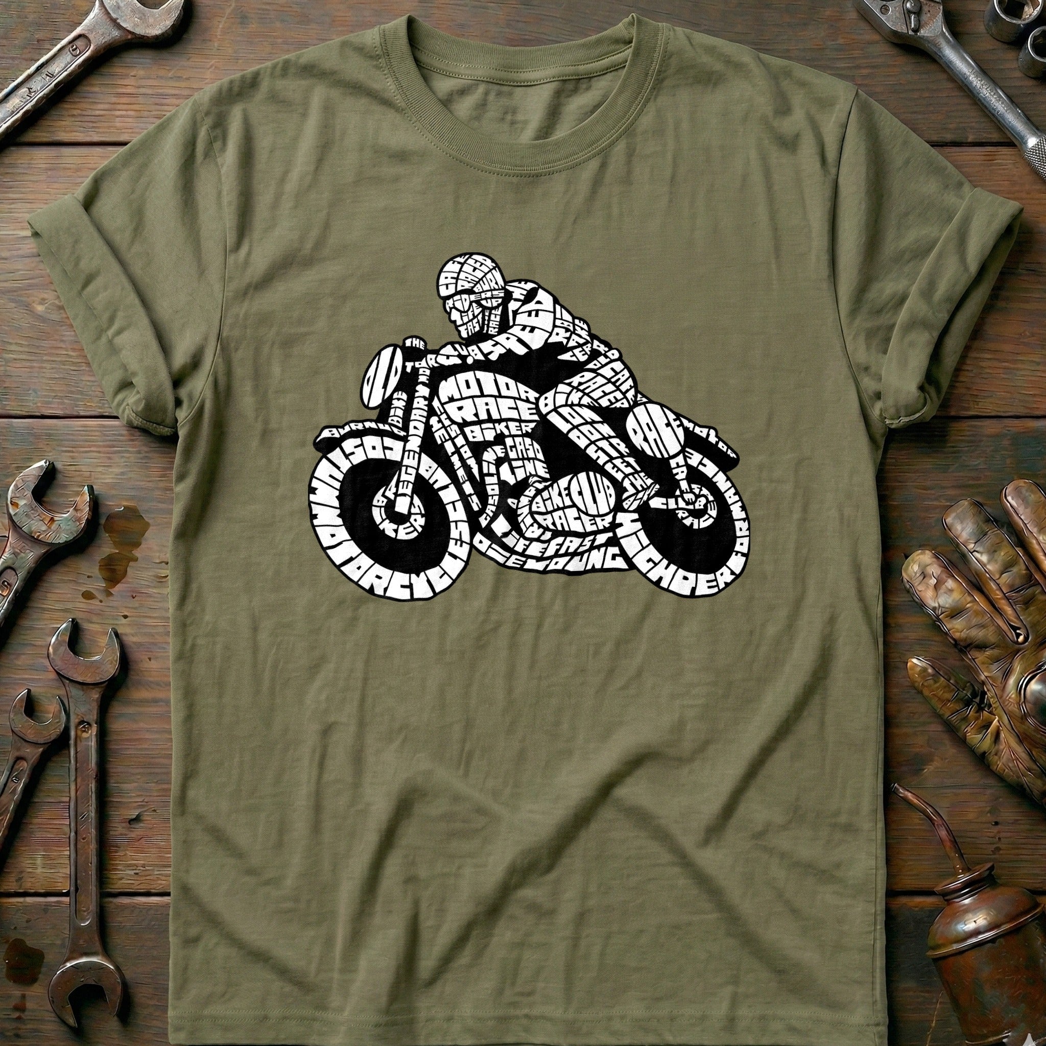 Olive - Bikers Cafe Racer T-Shirt