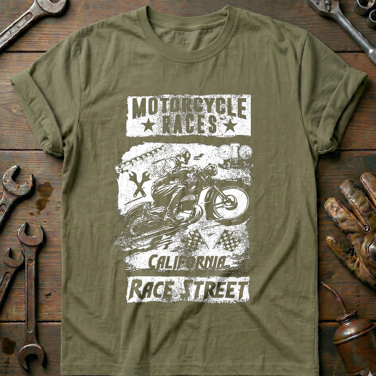 Olive - Bikers California T-Shirt
