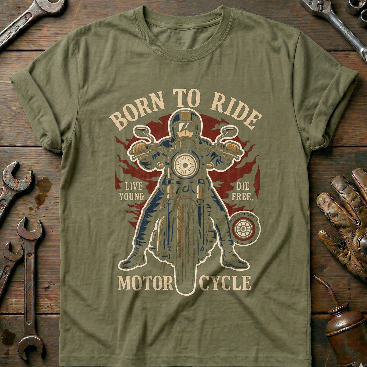 Olive - born to ride 9 T Shirt