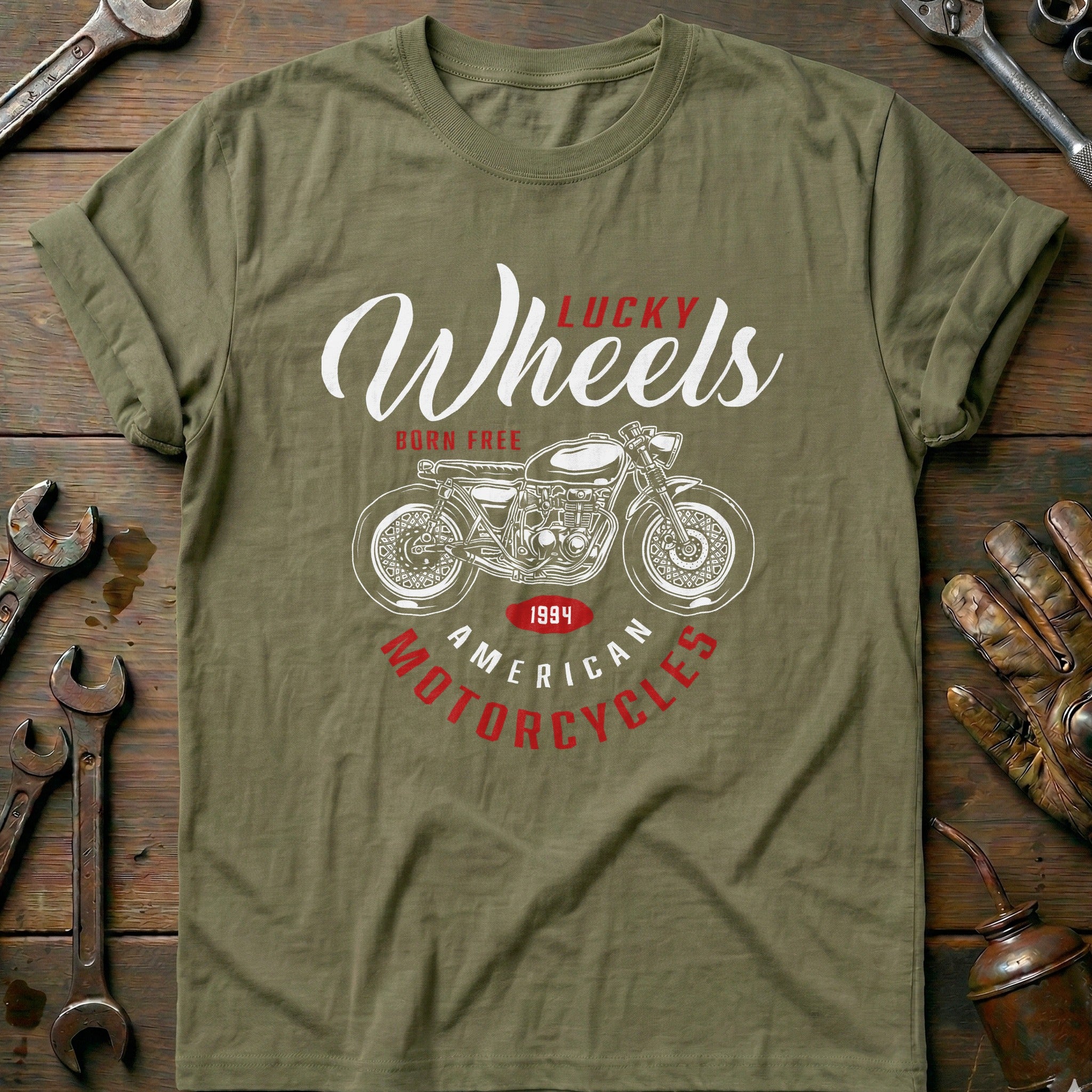 Olive - born free wheels T Shirt