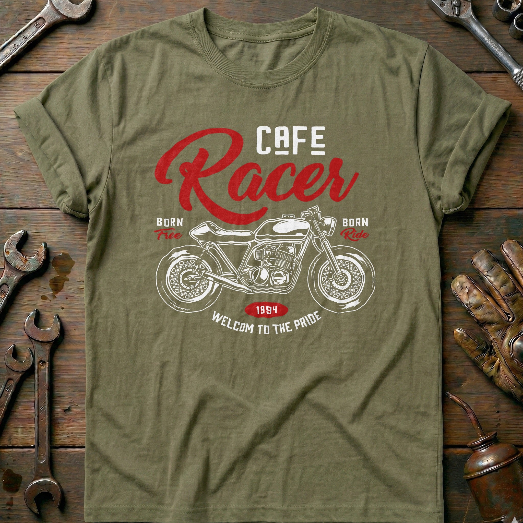 Olive - cafe racer vintage T Shirt