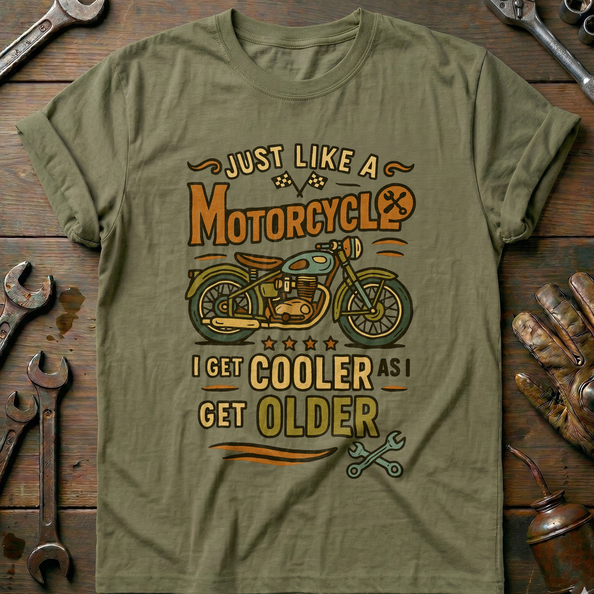 Olive - cooler vintage 23 motorcycle T Shirt