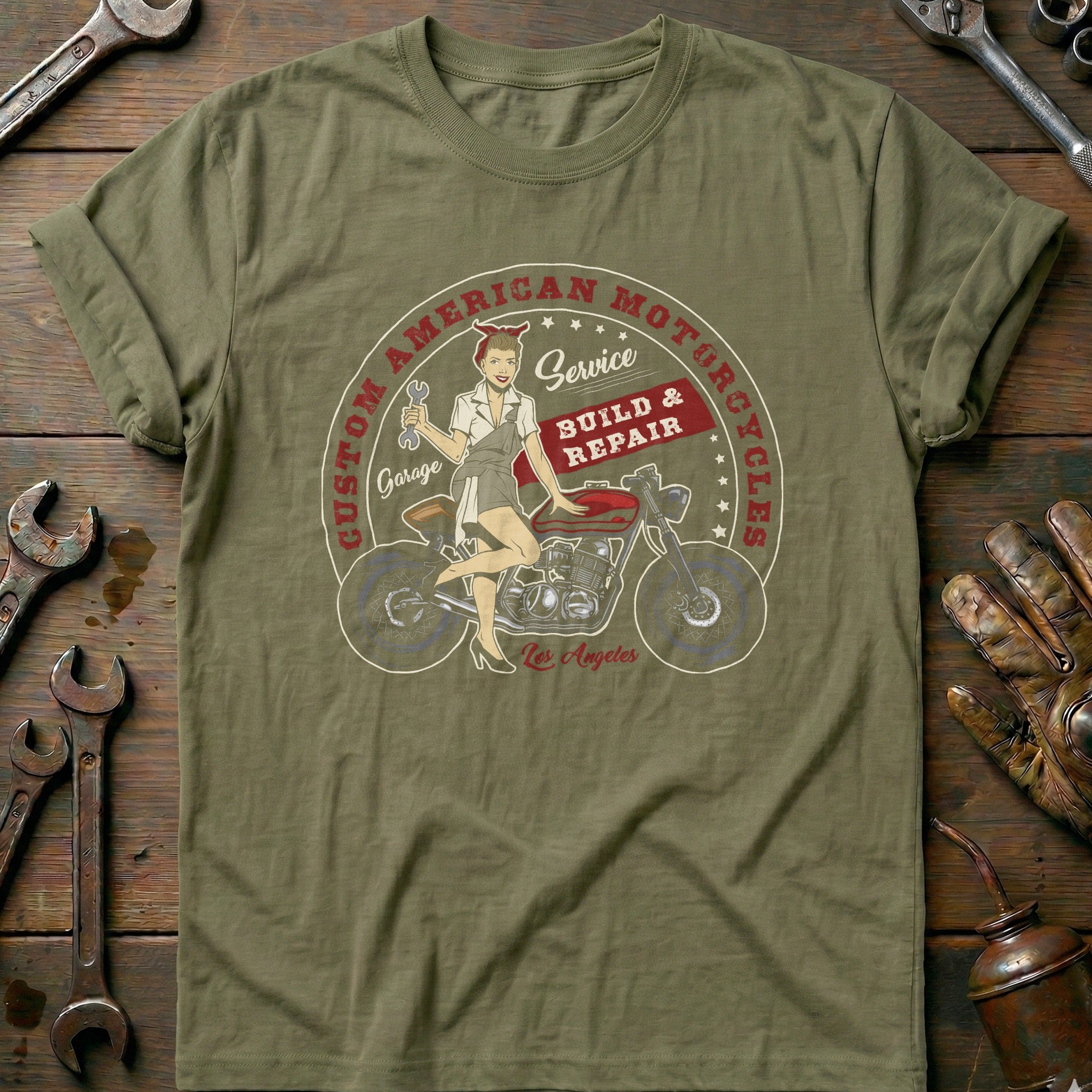Olive - custom service motorcycle vintage T Shirt