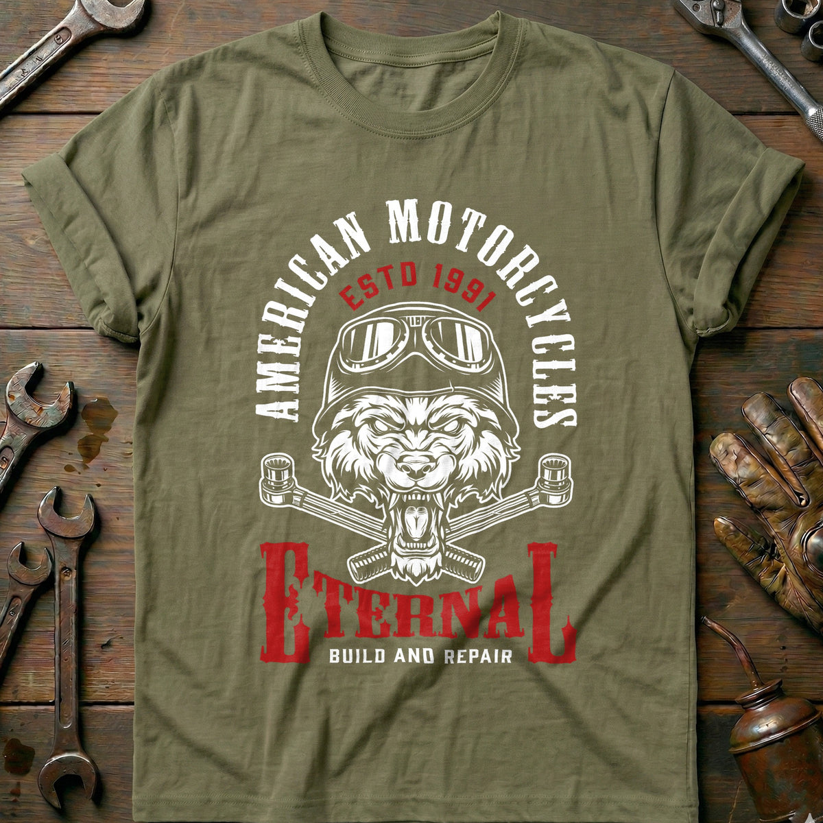 Olive - eternal motorcycle vintage T Shirt