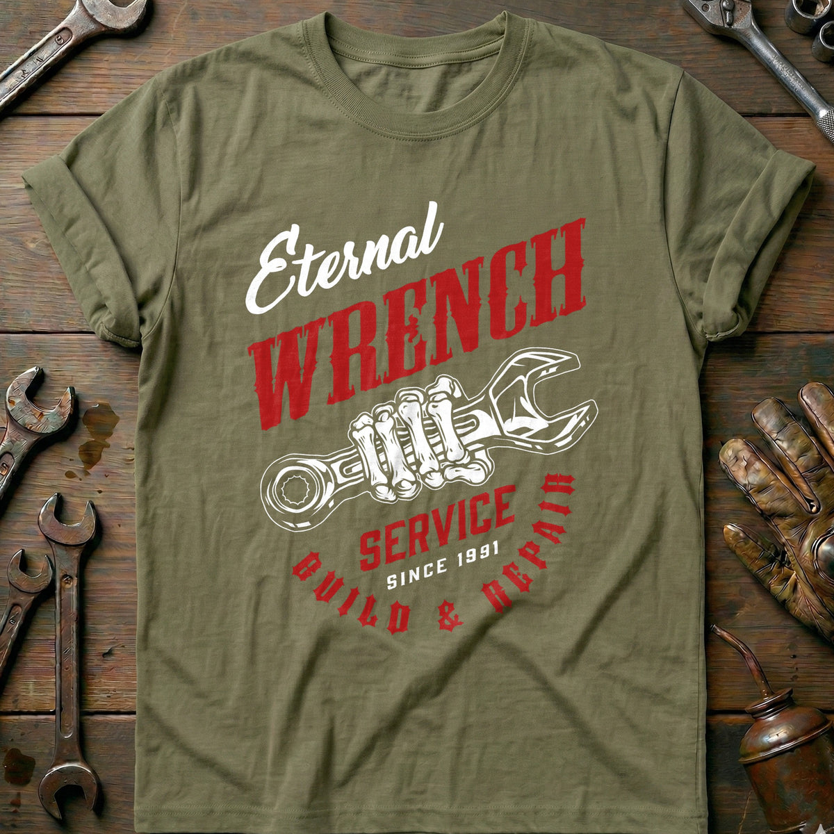 Olive - eternal wrench vintage T Shirt