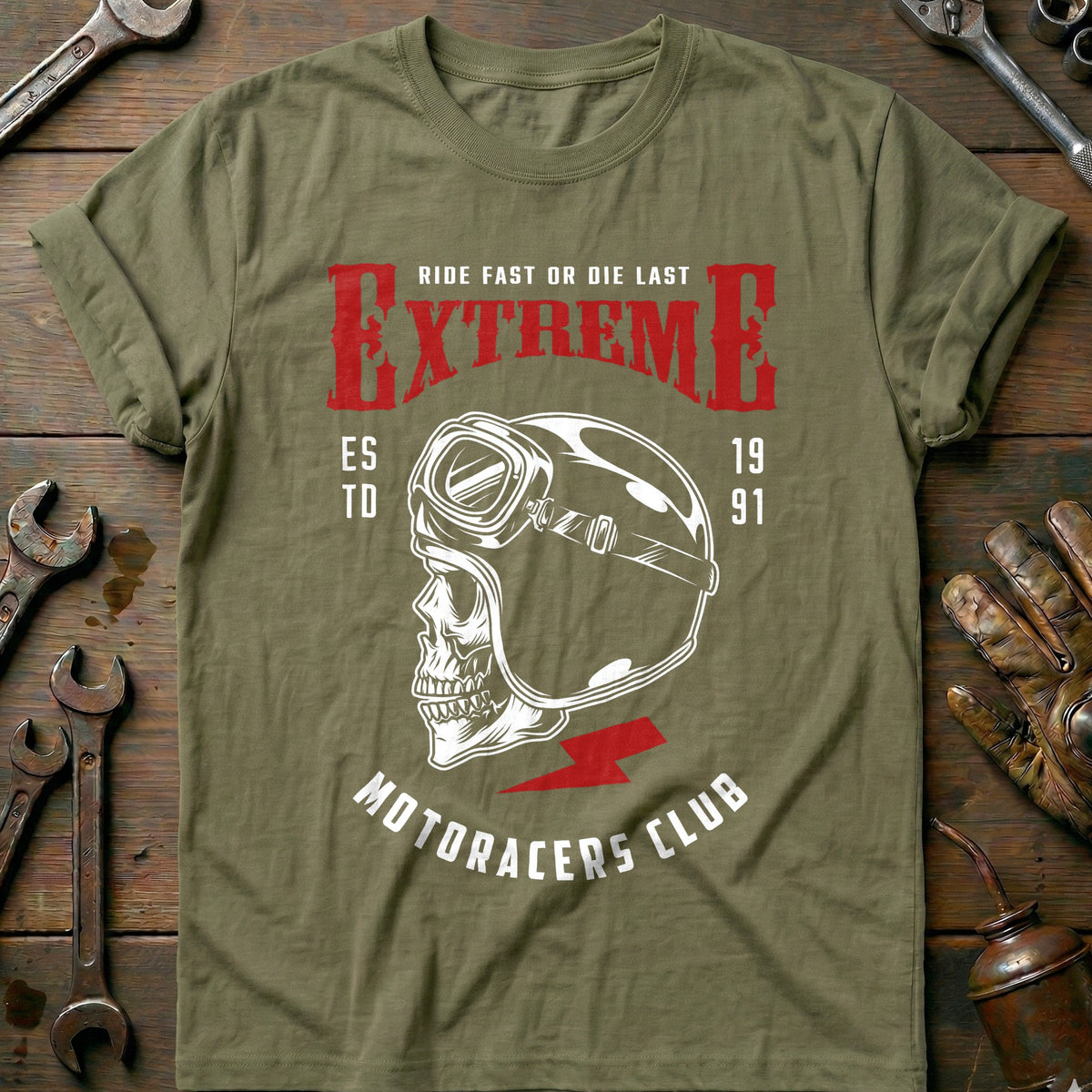 Olive - extreme racer vintage T Shirt