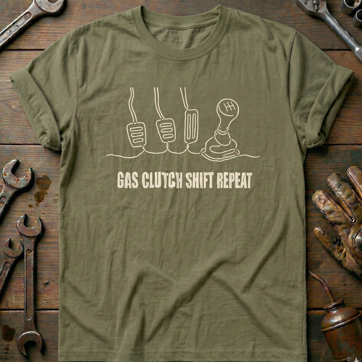 Olive - Gas Clutch Shift T Shirt