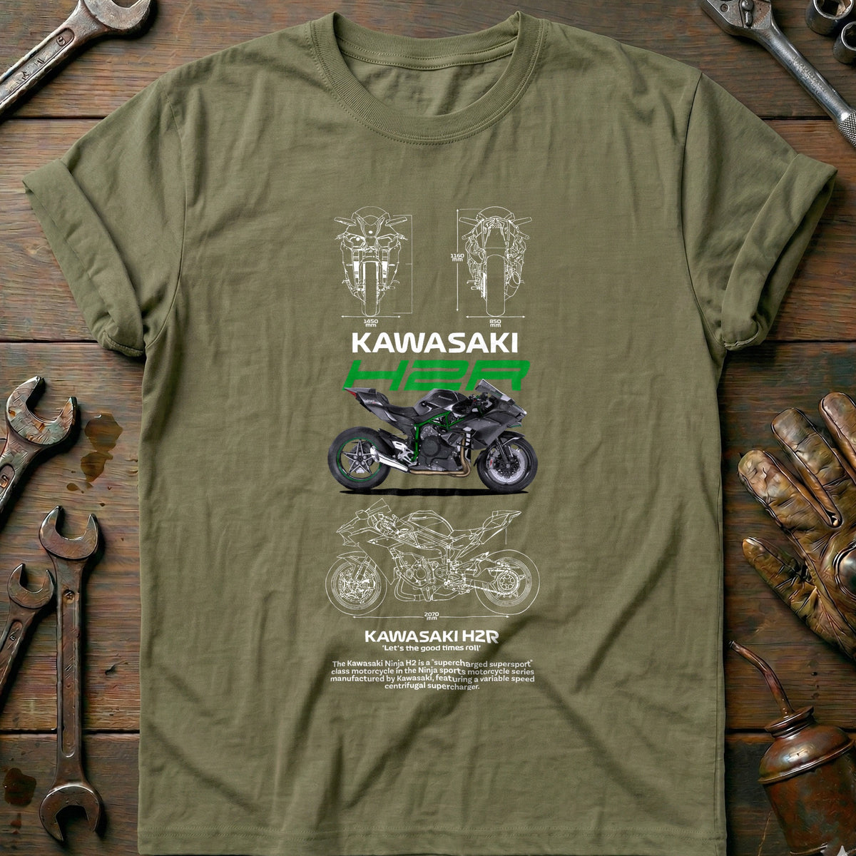 Olive - kawasaki h2r white T Shirt