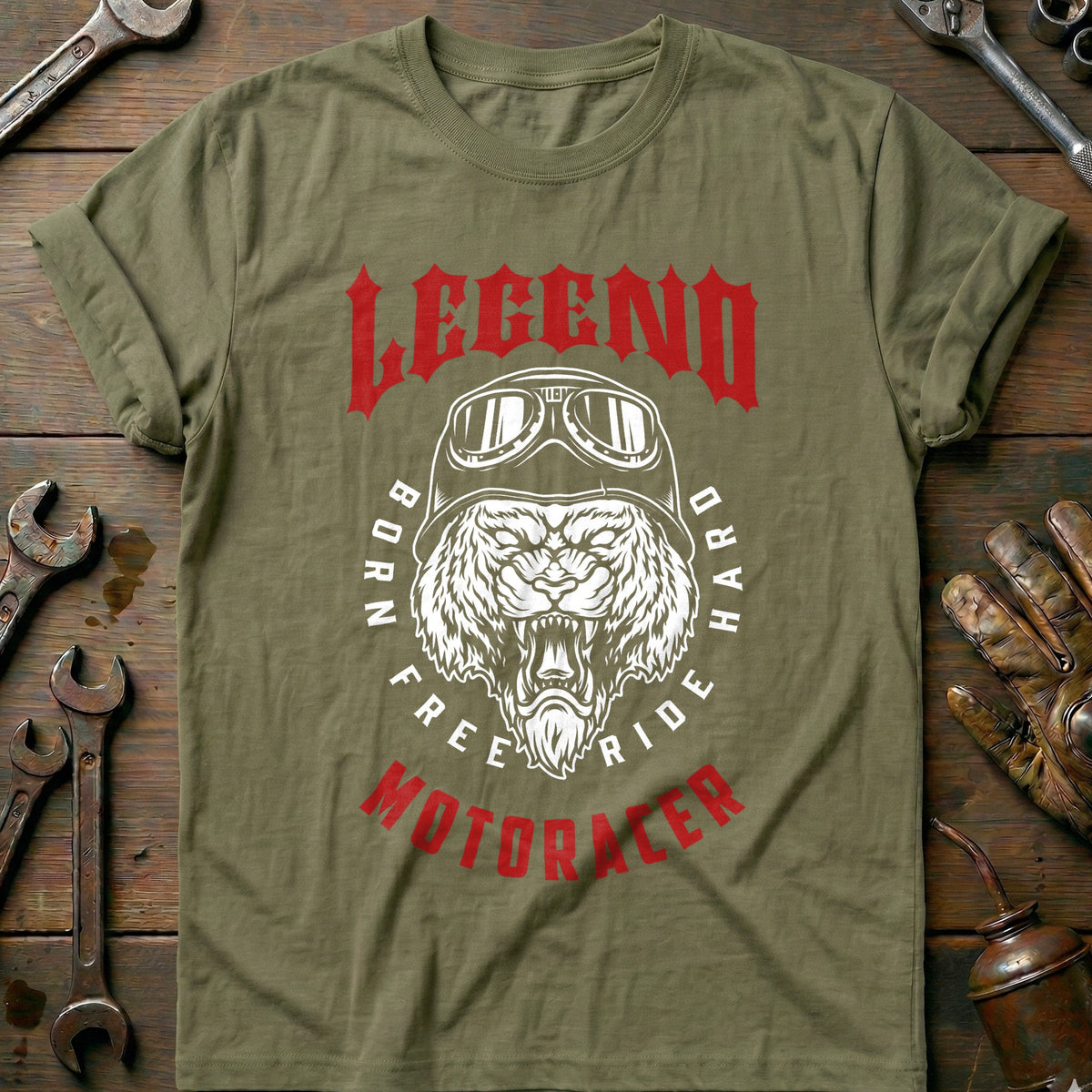 Olive - legend motoracer vintage T Shirt