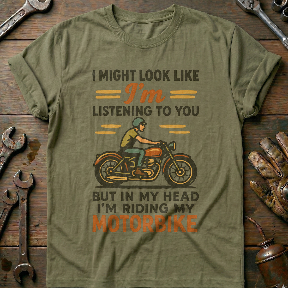 Olive - look like listening 29 bike T Shirt