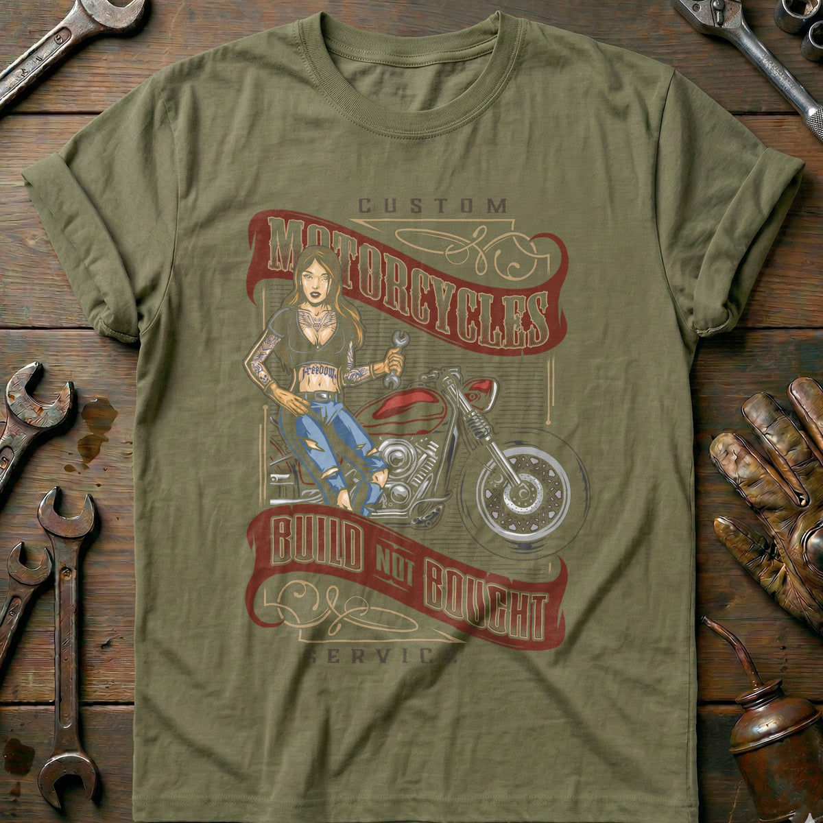 Olive - motorcycle service vintage T Shirt