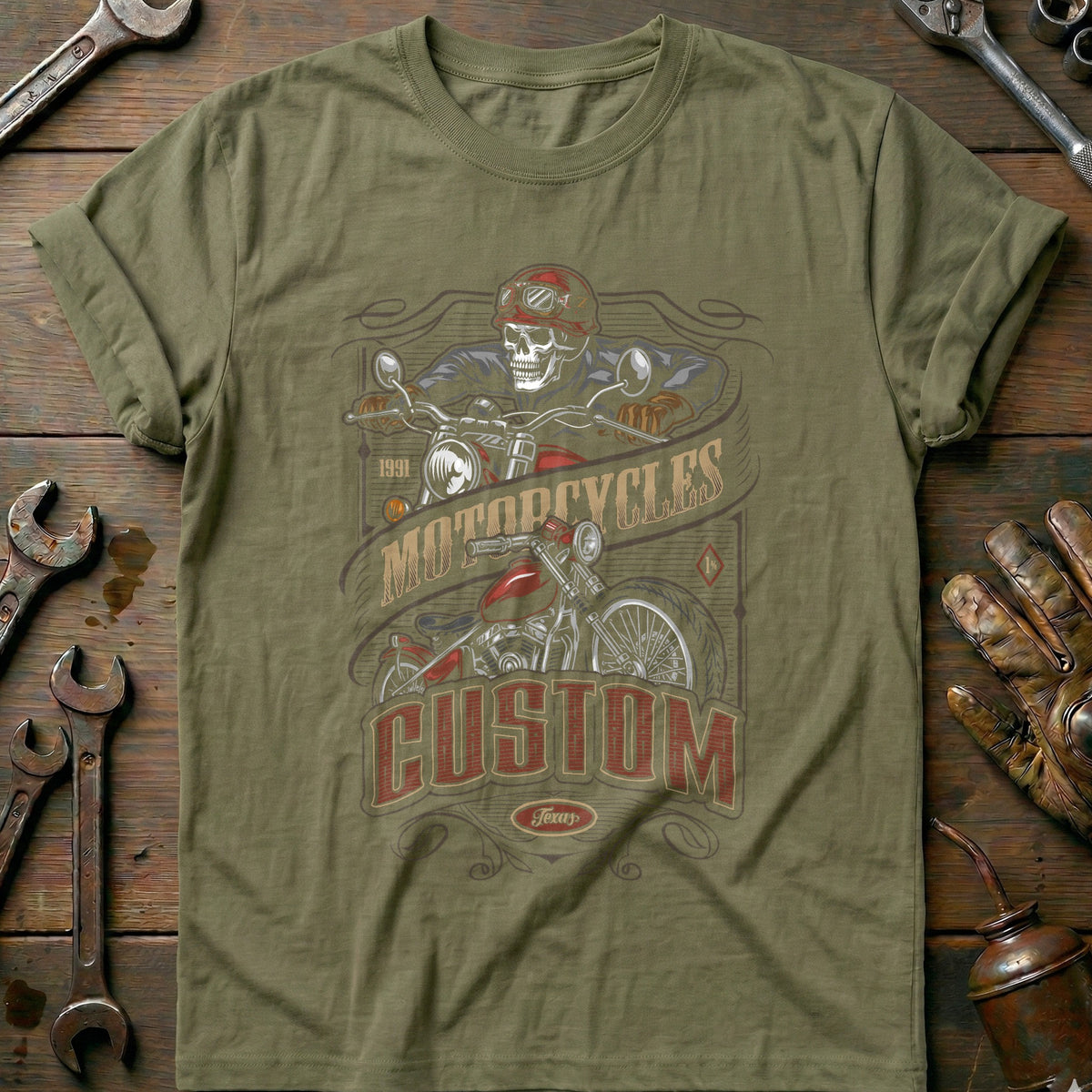 Olive - motorcycles skull vintage T Shirt