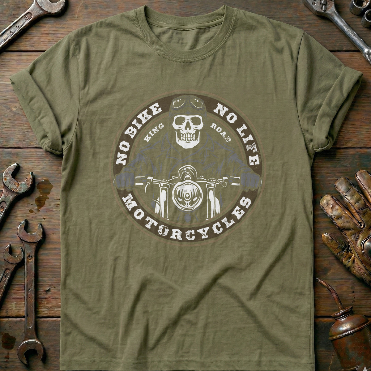 Olive - no bike skull vintage T Shirt