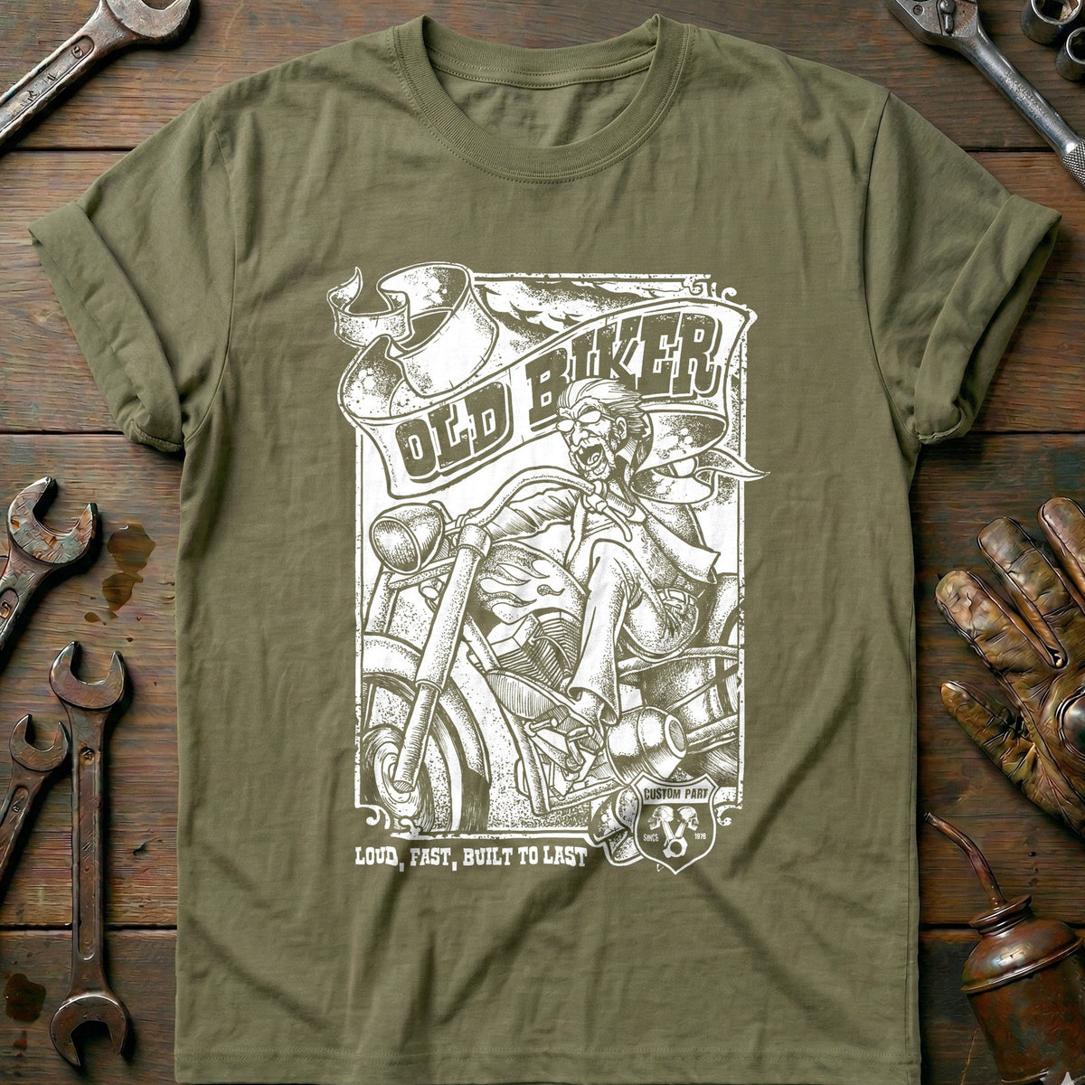 Olive - Old Biker Copy T-Shirt