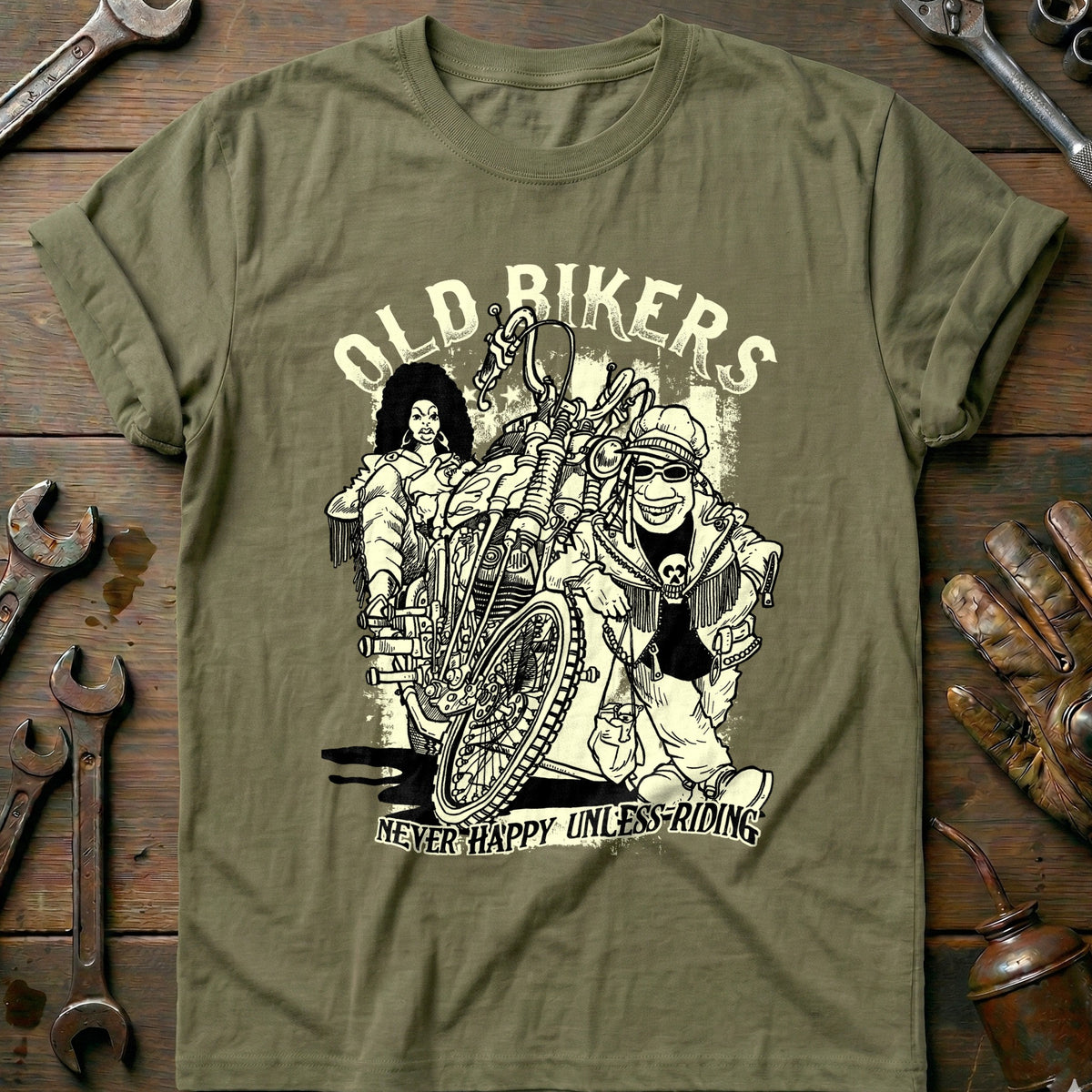 Olive - Old Bikers Copy - T-Shirt