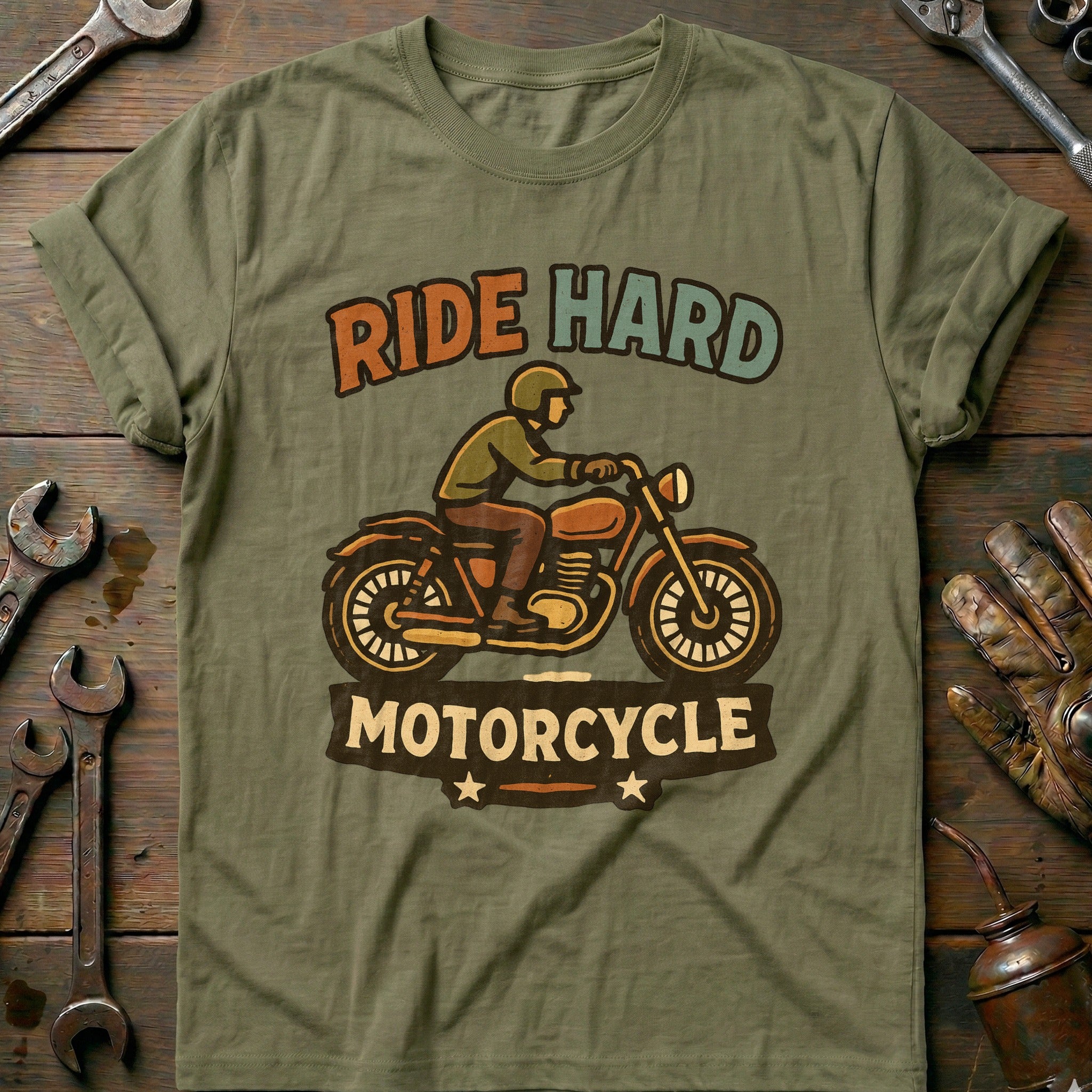 Olive - ride hard 35 motorcycle T Shirt