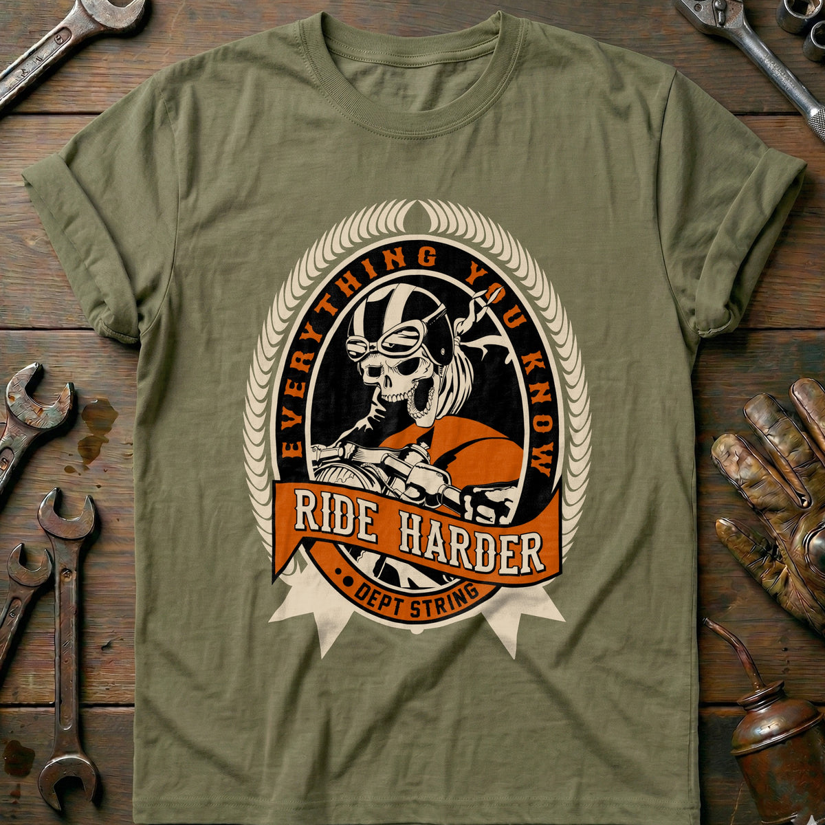 Olive - Ride Harder - T-Shirt