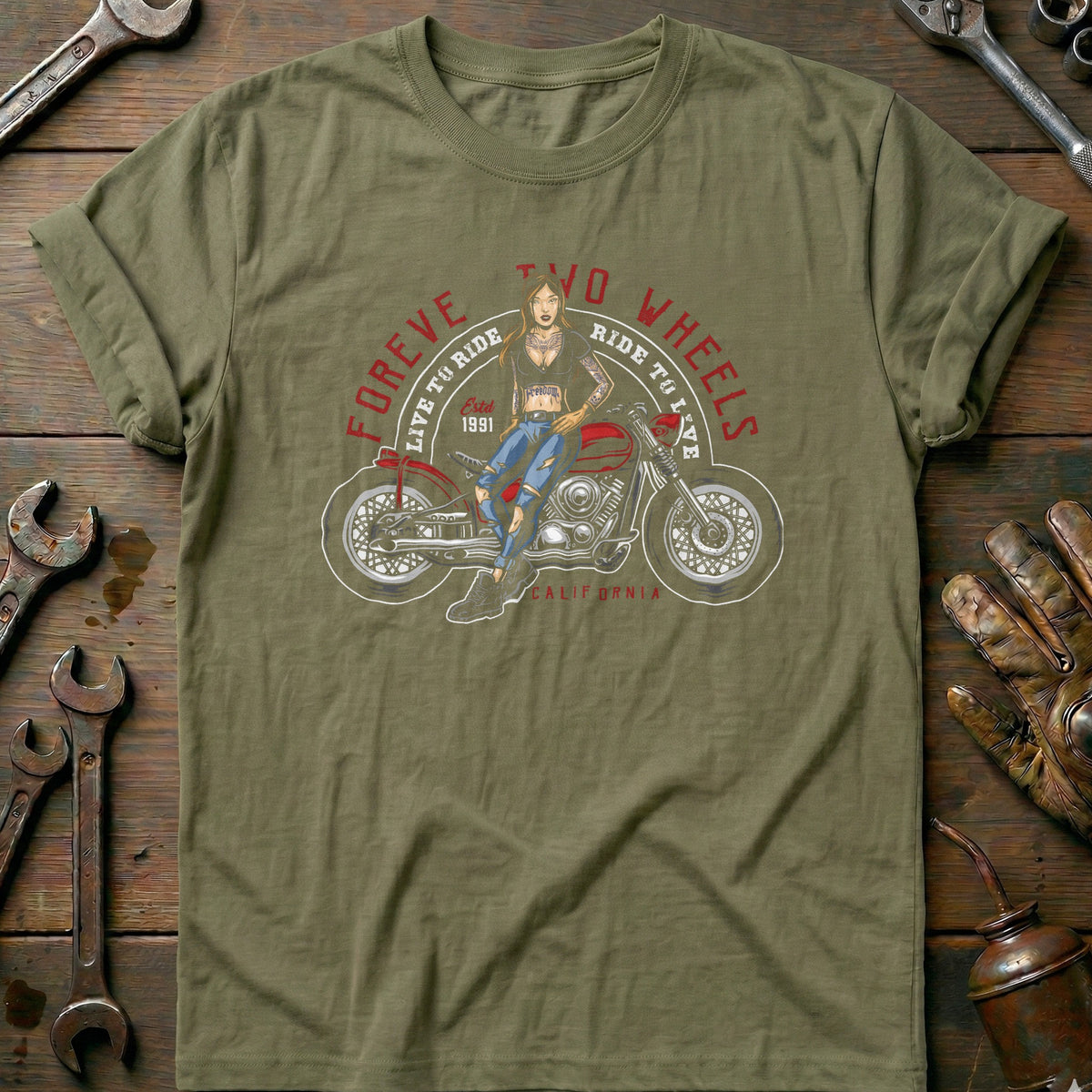 Olive - two wheels vintage T Shirt