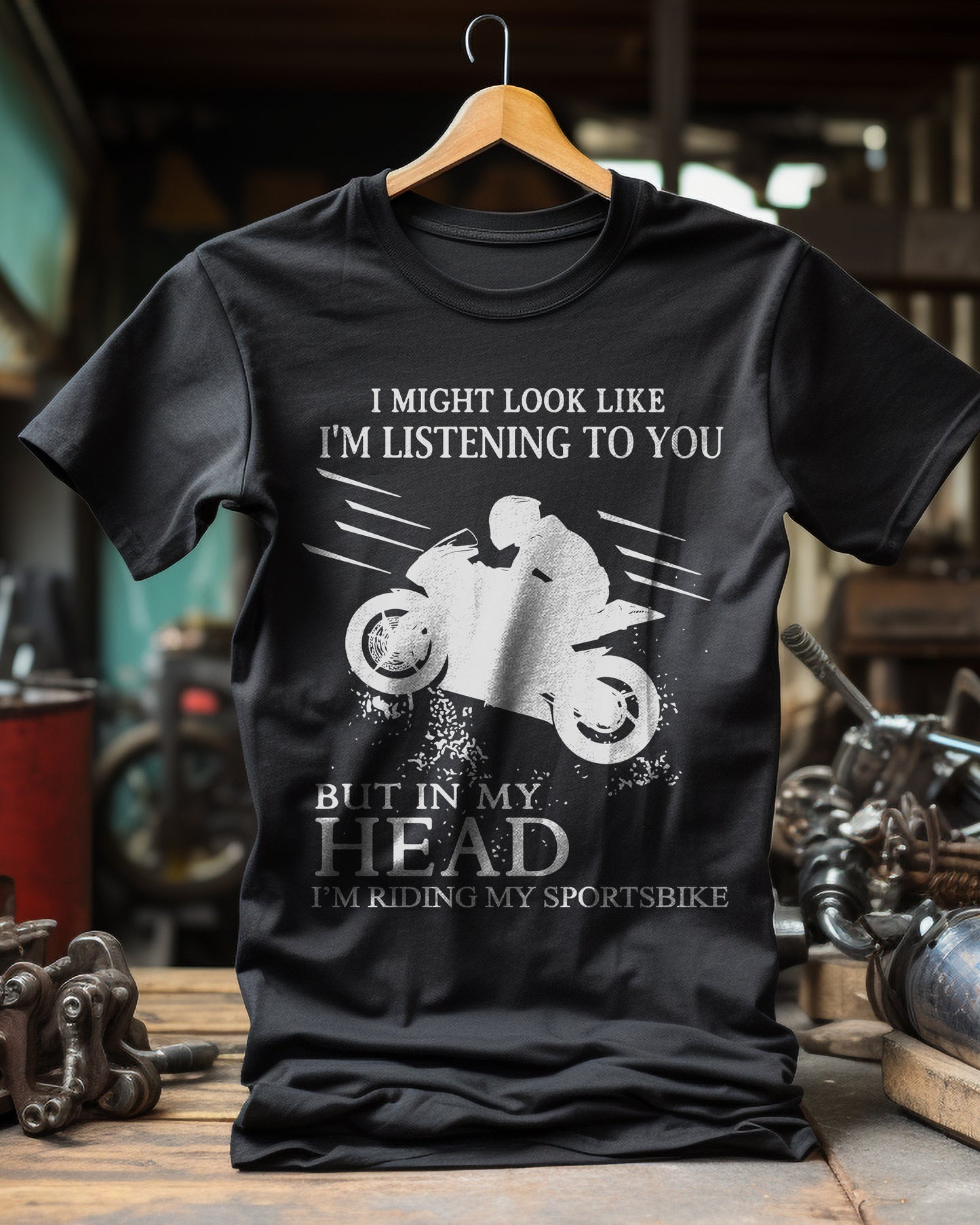 Look Like Listening Sportsbike Wheelie T-Shirt