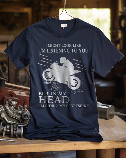 Look Like Listening Sportsbike Wheelie T-Shirt