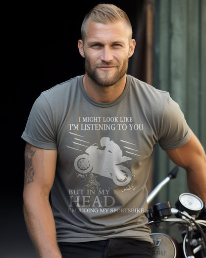 Look Like Listening Sportsbike Wheelie T-Shirt