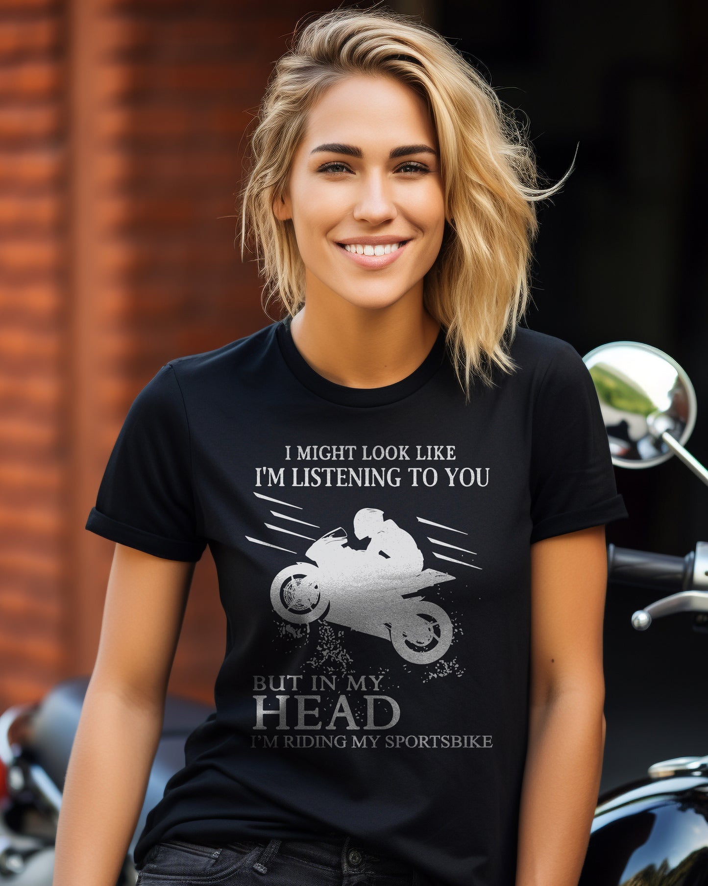 Look Like Listening Sportsbike Wheelie T-Shirt